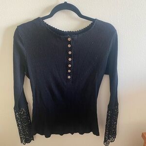 Black top with lace sleeves
